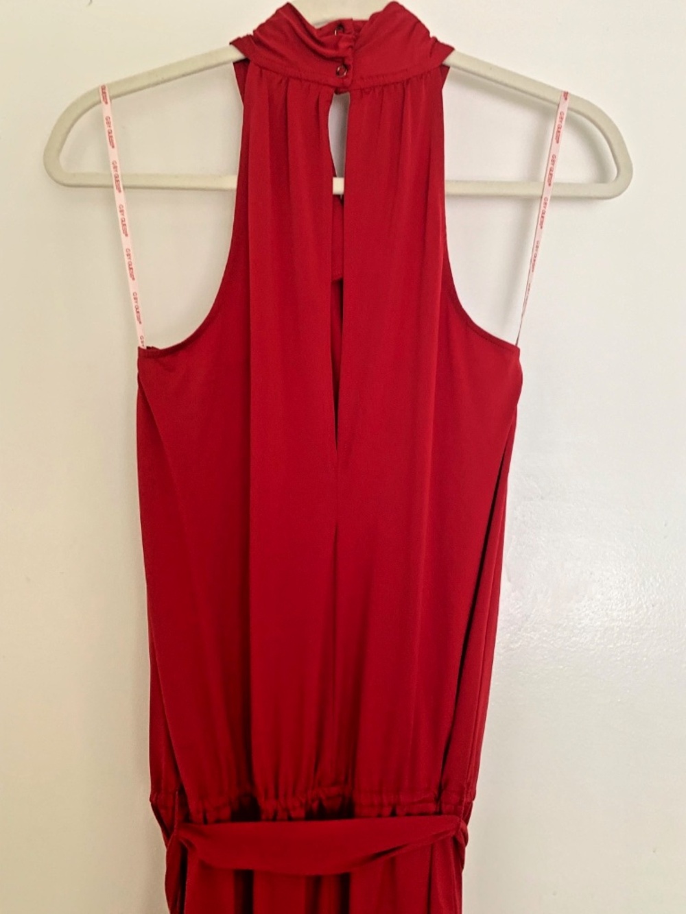 Red Halter Jumpsuit by GBY GUESS – Size S, Crisscross Back, Bold Retro Vibes - Picture 6 of 8